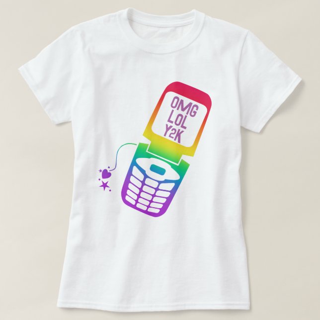 Retro Rainbow Flip Phone T-Shirt (Design Front)
