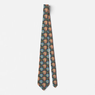 Retro Rainbow Floral Neckwear Bold Black Vintage