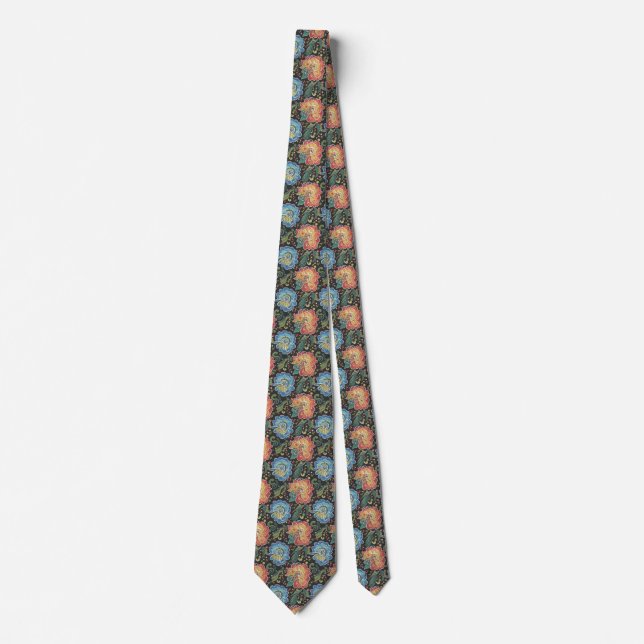 Retro Rainbow Floral Neckwear Bold Black Vintage (Front)