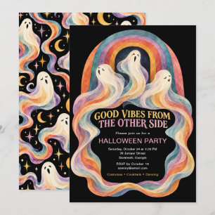 Retro Rainbow Ghost Halloween Party Invitation