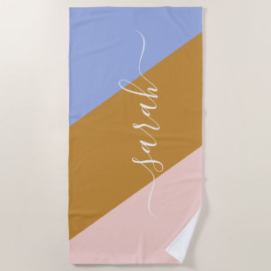 Retro Rainbow Graphic Personalised Name Beach Towel