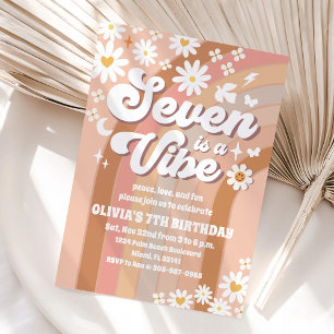 Retro Rainbow Groovy Birthday Invitation