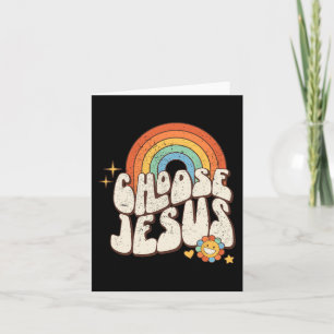 Retro Rainbow Groovy Choose Jesus Christian Religi Card