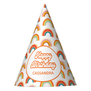 Retro Rainbow Groovy Colourful Party Hat