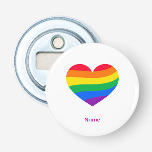 Retro Rainbow Heart - Cute Colourful Abstract Art Bottle Opener