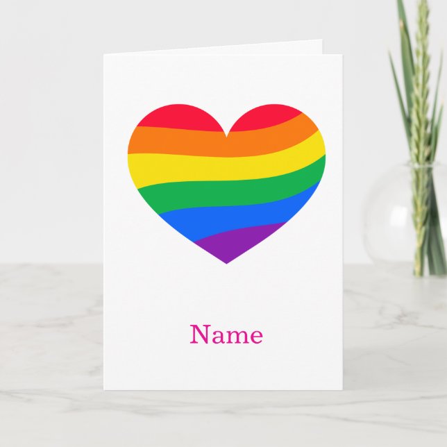 Retro Rainbow Heart - Cute Colourful Abstract Art Card (Front)
