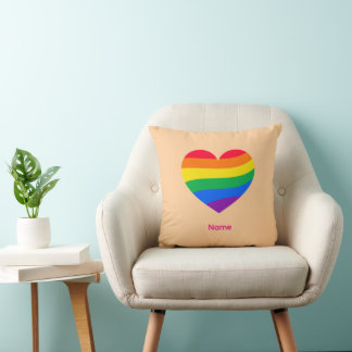 Retro Rainbow Heart - Cute Colourful Abstract Art Cushion