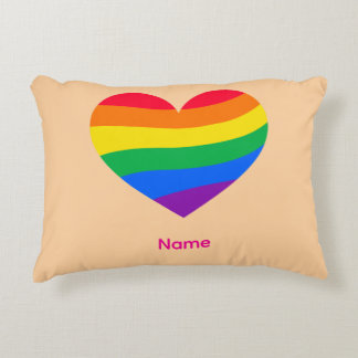 Retro Rainbow Heart - Cute Colourful Abstract Art Decorative Cushion
