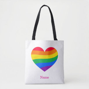 Retro Rainbow Heart - Cute Colourful Abstract Art Tote Bag