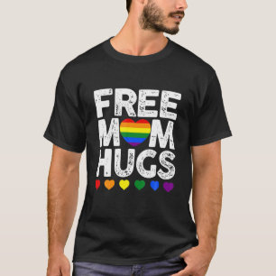Retro Rainbow Heart Free Mom Hugs Gay LGBT Pride M T-Shirt
