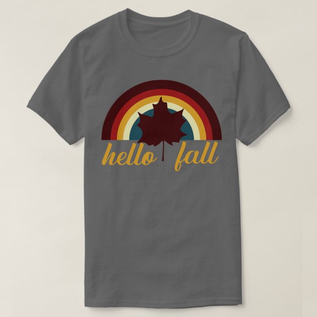 Retro Rainbow Hello Fall T-Shirt (Design Front)