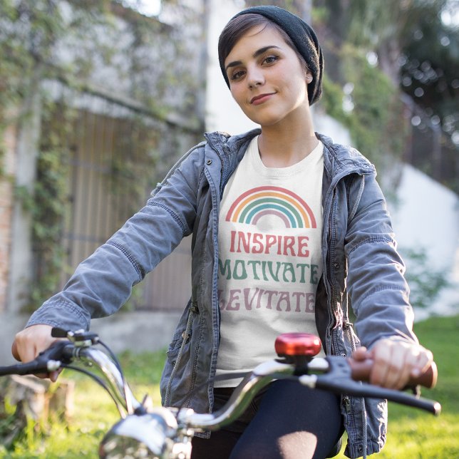 Retro Rainbow Inspire, Motivate, Levitate Quote T-Shirt (Creator Uploaded)