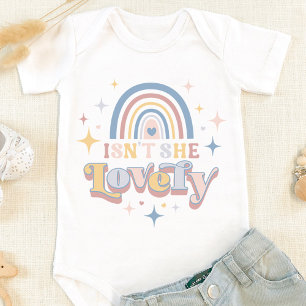Retro Rainbow Isn't She Lovely Colour Editable Gir Baby Bodysuit