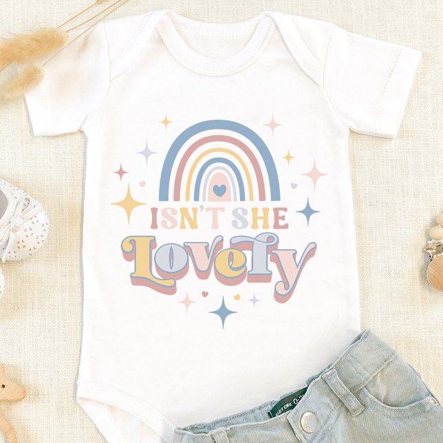 Retro Rainbow Isn't She Lovely Colour Editable Gir Baby Bodysuit (Creator Uploaded)