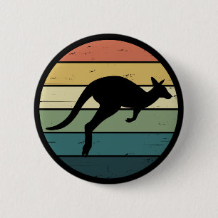 Retro Rainbow Kangaroo 6 Cm Round Badge