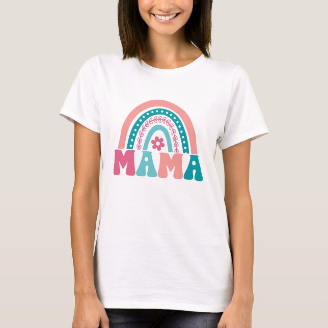Retro Rainbow Mama T-Shirt (Front)