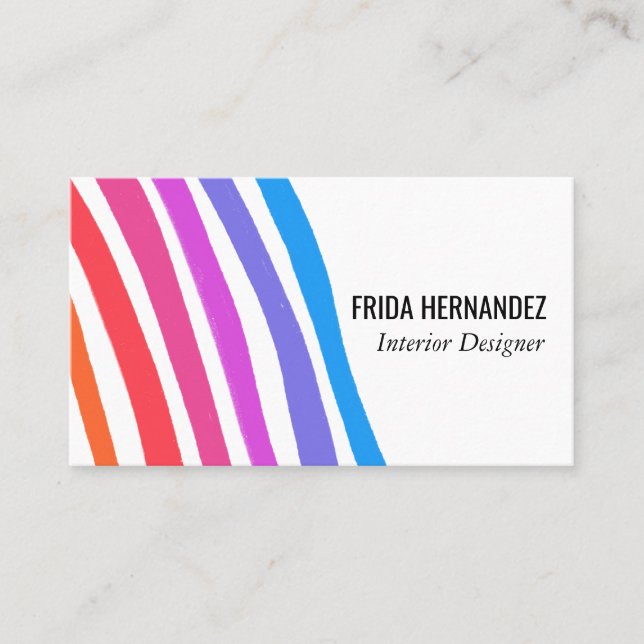 Retro Rainbow Minimalist Stripes Business Card (Front)