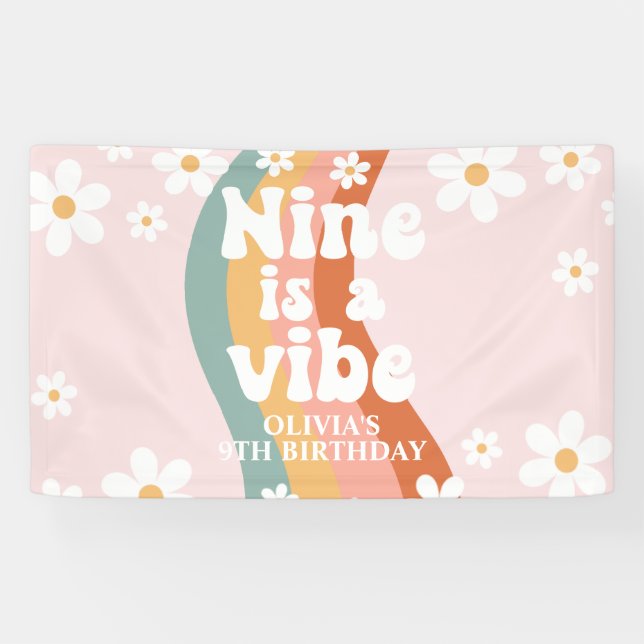 Retro Rainbow Nine is a Vibe Daisy 9TH Banner (Horizontal)