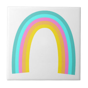 Retro Rainbow Pastel Green Teal Red Orange Yellow Tile