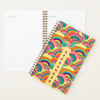 Retro Rainbow pattern Personalised Name Planner
