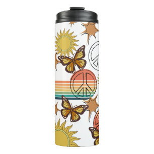 Retro Rainbow, Peace Signs and Suinshine Thermal Tumbler