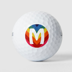 Retro Rainbow Personalised Monogram Colourful Golf Balls