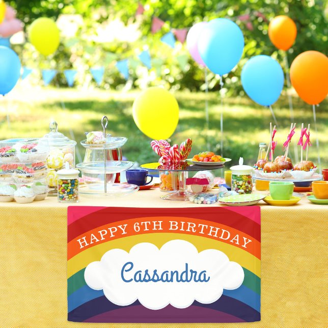 Retro Rainbow Personalised Name Happy Birthday Banner (Creator Uploaded)