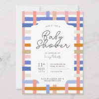 Retro Rainbow Plaid Checkerboard Baby Shower
