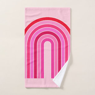 Retro Rainbow Preppy Pink And Red Arch Bath Towel Set