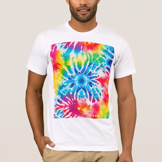 *~* Retro Rainbow Psychodelic Hipster Tie Dye  T-Shirt (Front)