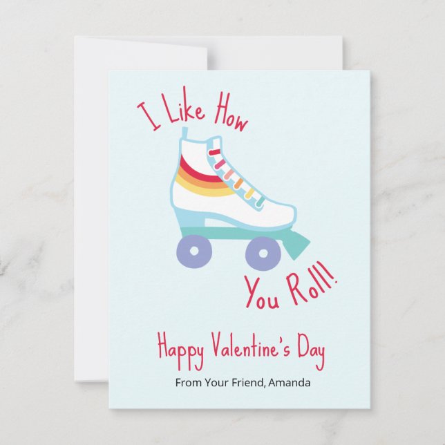 Retro Rainbow Roller Skate Classroom Valentine Announcement (Front)