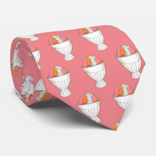 Retro Rainbow Sherbet Ice Cream Dessert Coral Tie