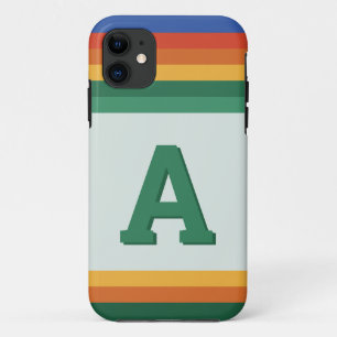 Retro rainbow stripe monogram Case-Mate iPhone case