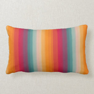 Retro Rainbow Striped Pattern Lumbar Cushion