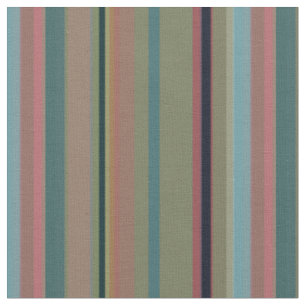 Retro Rainbow Stripes in Coral, Teal & Mustard Fabric