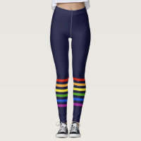 Retro Rainbow Stripes Navy Blue Monogrammed Heart