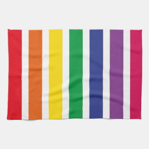 Retro RAINBOW Stripes Tea Towel