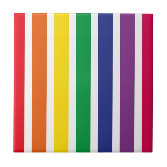 Retro RAINBOW Stripes Tile (Front)