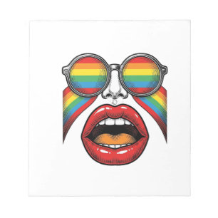 Retro Rainbow Sunglasses Lips Face Vector Design_1 Notepad