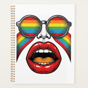 Retro Rainbow Sunglasses Lips Face Vector Design_1 Planner