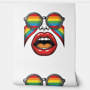 Retro Rainbow Sunglasses Lips Face Vector Design_1 Wallpaper