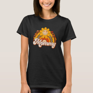 Retro Rainbow Thankful Mummy Fall Autumn Thanksgiv T-Shirt