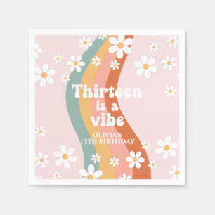 Retro Rainbow Thirteen is a Vibe 13th Birthday Napkin