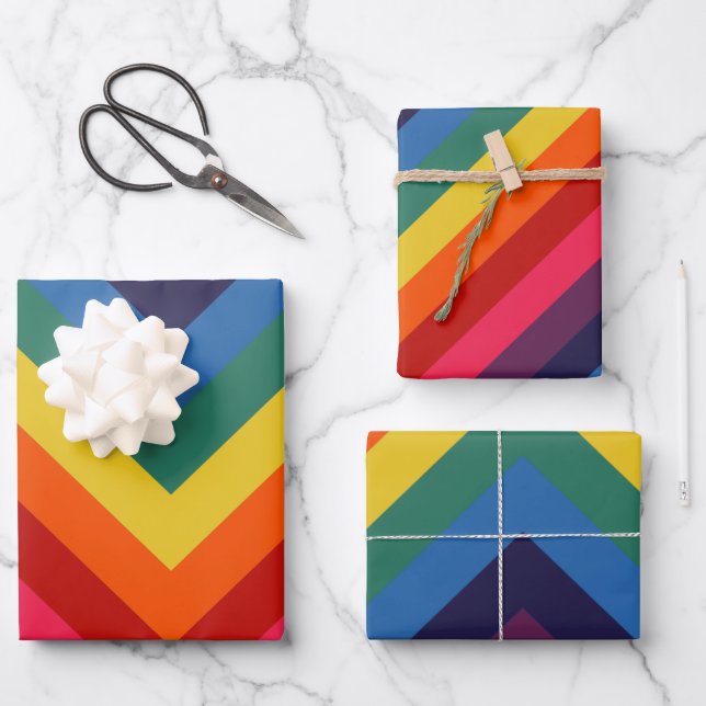 Retro Rainbow Totally Awesome Wrapping Paper (Front)
