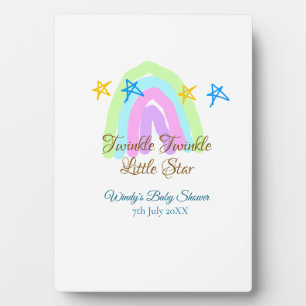 Retro rainbow twinkle twinkle little stars baby sh plaque