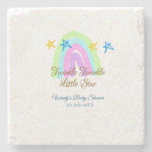 Retro rainbow twinkle twinkle little stars baby sh stone coaster