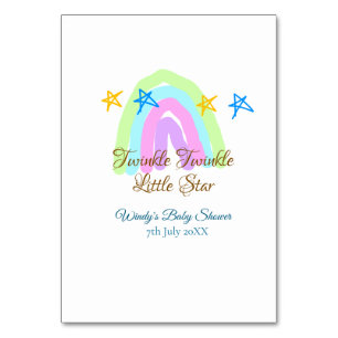 Retro rainbow twinkle twinkle little stars baby sh table number