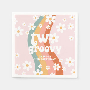 Retro Rainbow two Groovy Daisy Napkin