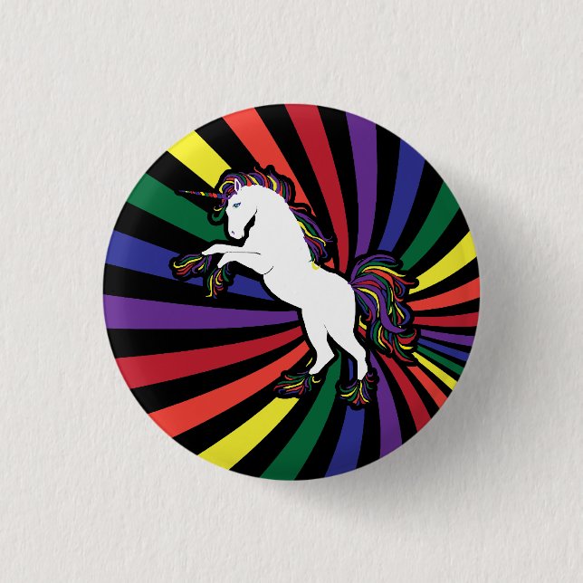 Retro Rainbow Unicorn 3 Cm Round Badge (Front)