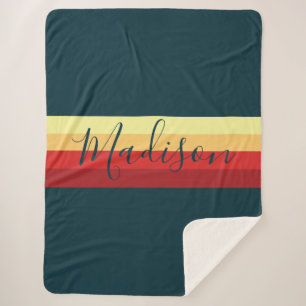 Retro Rainbow vibe warmth multicolor Sherpa Blanket